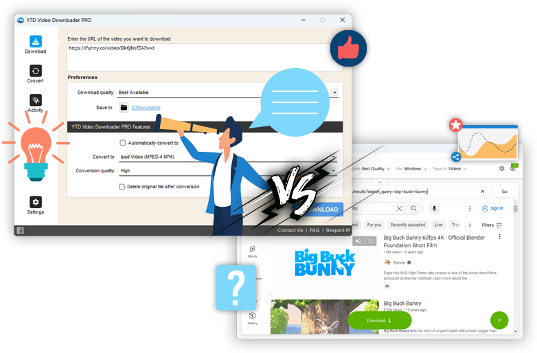 YTD Video Downloader in action